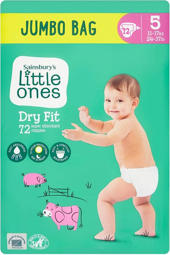 Little Ones Size 5 Nappies Dry Fit Jumbo 72 Pack