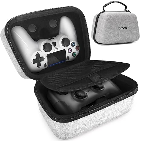 PS5 PS4 Switch Pro Controller Case, Game Controller Carrying Travel Bag Compatible with PS 5, PS 4, X Box, Switch Pro and Other Controllers, Protective Hard Storage Case for 2 Controllers (Grey)