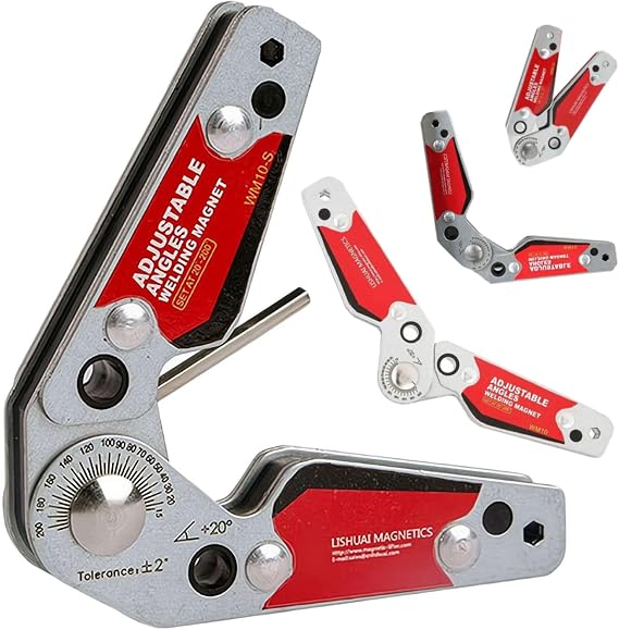 Adjustable Angle Welding Magnet 20200 Heavy Duty Magnetic Welding Holder with 77Lbs Holding Force, Hex Wrench Included, Dual-Sided Magnet Welding Accessories for Metalwork & Construction