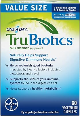 TruBiotics Daily Probiotic, 60 Capsules - Gluten Free, Soy Free Digestive  Immune Health Support Supplement for Men and Women