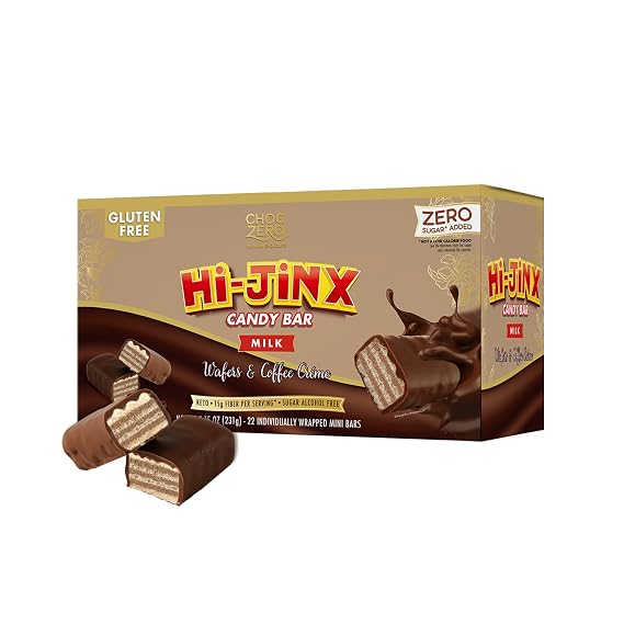 ChocZero Hi-Jinx Sugar Free Chocolate Wafer Candy Bars, Coffee Creme