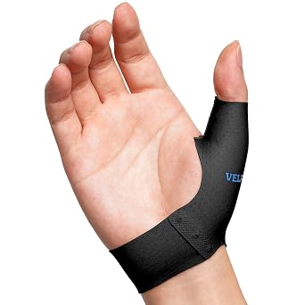 VELPEAU Elastic Thumb Wrist Support Brace (Pack of 2), Splashproof Compression Sleeve for Arthritis Pain, Tendonitis, Sprains, Sports, Splint Liner, Fits Left & Right Hands (Short Version - Black, Medium)