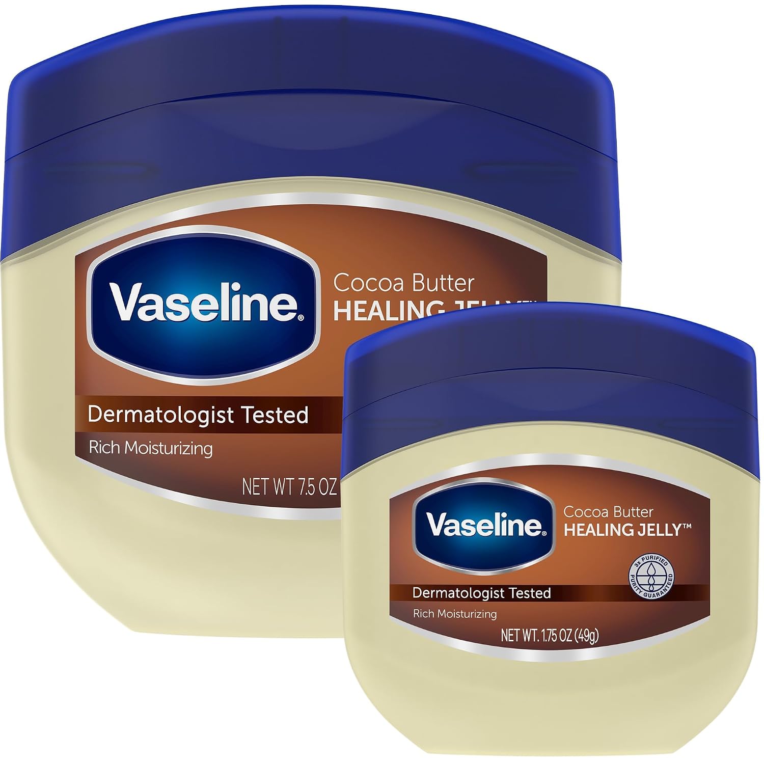 Vaseline Cocoa Butter Healing Jelly Variety Pack, 2 Sizes 7.5 Oz & 1.75 Oz – Rich Moisturizing Ointment, Protectant & Moisturizer for Dry Skin