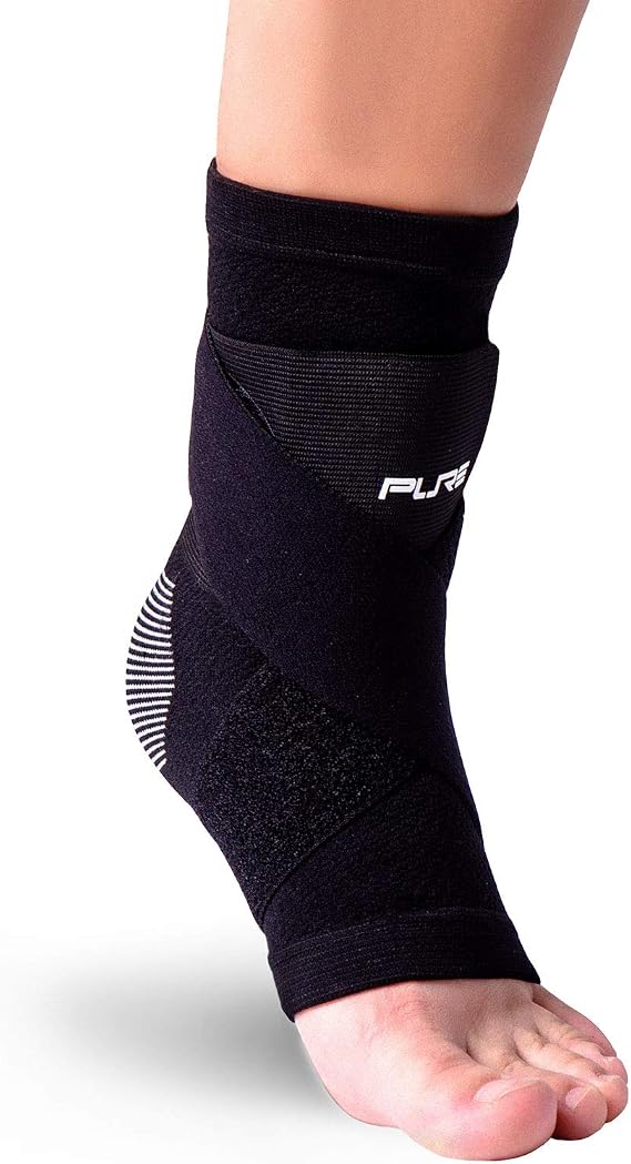Pure Athlete Ultimate Ankle Support Brace Compression Sleeve with Adjustable Straps for Extra Support Running, Basketball, Soccer