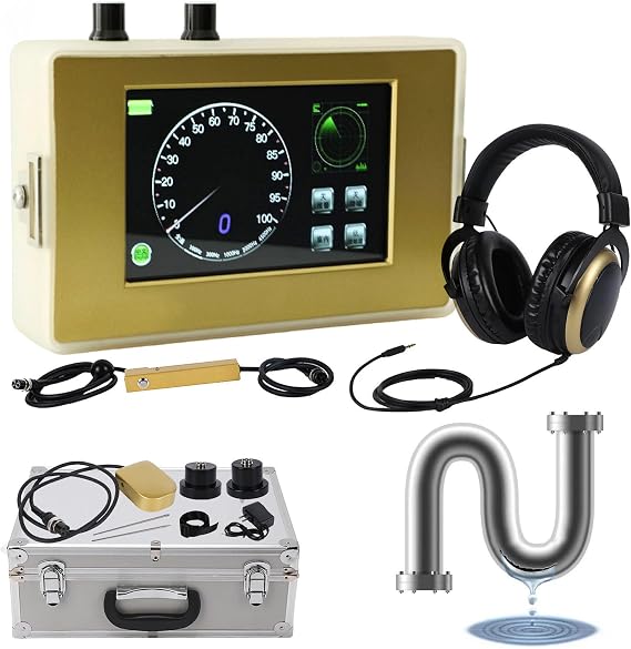 Water Pipe Leak Detector for Underground Plumbing & Floor Pipe Dual Mode(Indoor/Outdoor), 4M Max Depth, Adjustable Sensitivity & Frequency, Includes Probe Sensor, Earphones & Tool Case