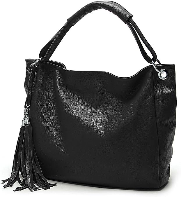 100% Soft Genuine Leather Ladies Shoulder Bags Tassel Women's Handbag Slouchy Bag Hobo Crossbody