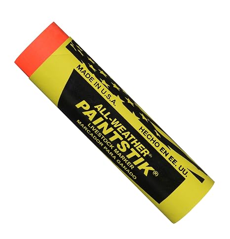 All-Weather Paintstik Livestock Marker, 1" Diameter x 4" Length, Fluorescent Orange (Pack of 12)