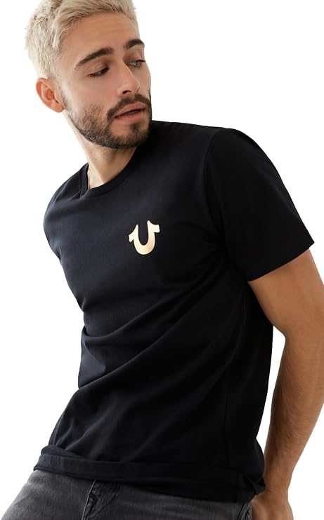 True Religion Men's Big Buddha Metallic Short Sleeve Tee