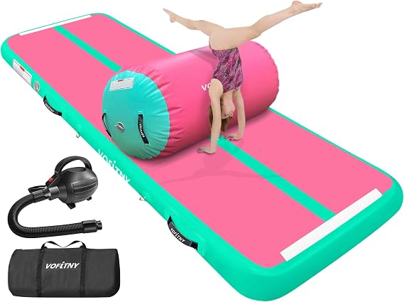 VOFiTNY Inflatable Tumbling Mat Gymnastics Air Mat Tumble Track with Air Roller