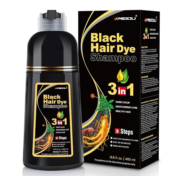 IIIMEIDU MEIDU Black Hair Dye Shampoo 3 in 1 for Women Men