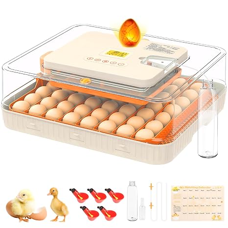56 Egg Incubator for Hatching Chicken, Egg Incubator with Automatic Egg Turning and Humidity Temperature Control, Egg Candler, Chicken Incubator for Ducks/Quail/Goose Farm House lab Class