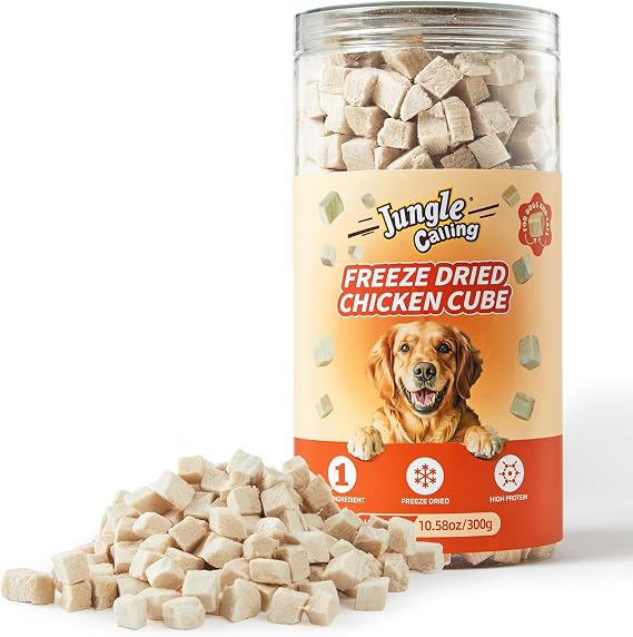 Jungle Calling Freeze Dried Chicken Cat & Dog Treats, 670 Pcs, 10.58 oz | Single Ingredient, High Protein Chicken Bites, Grain-Free, Additive-Free Training Treats & Food Toppers for Cats & Dogs