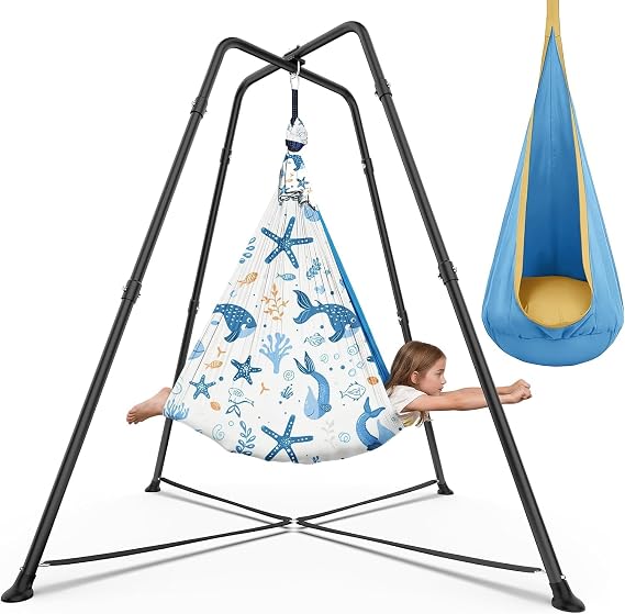 2 in1 Sensory Swing Set for Kids, X-Shaped Frame 330 lbs