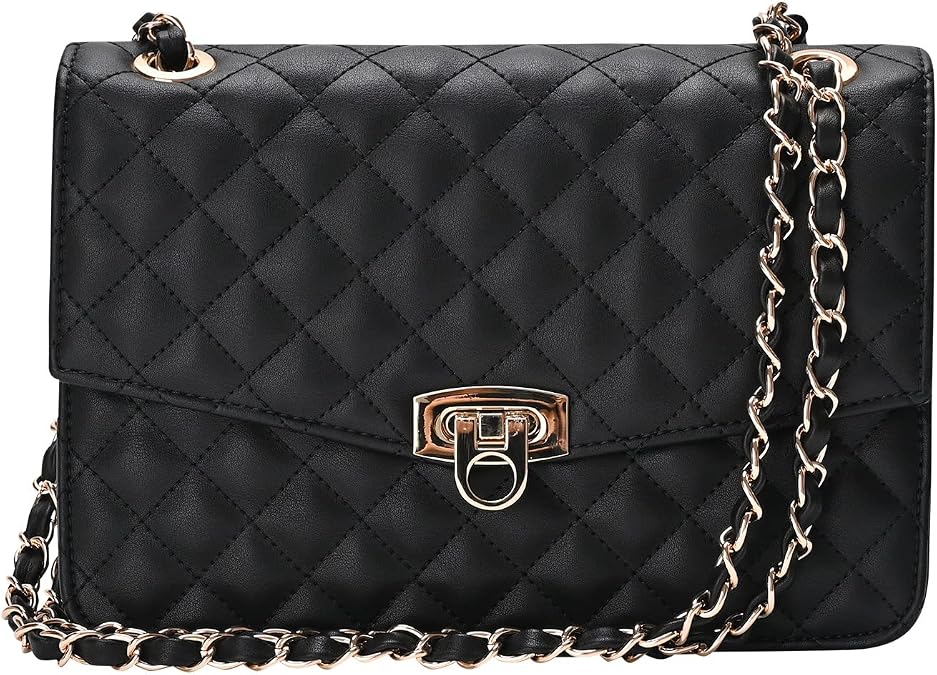GM LIKKIE Quilted Medium Shoulder Crossbody Bag for Women | GM LIKKIE Dressy Evening Wedding Small Clutch Purse with Chain Strap, Soft Vegan Leather Flap Handbags