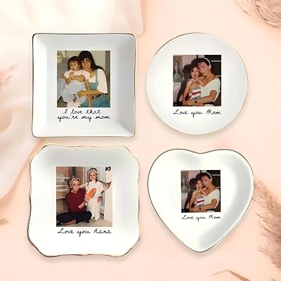 BOBO BIRD Graduation & Mothers Day Gift - Custom Photo Trinket Tray with Picture and Text, Personalized Ring Dish for Graduate, Mom, Daughter, Friend, Memory Keepsake style3
