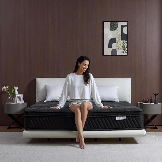 12 Inch Queen Mattress, Hybrid Mattress in a Box, Pocketed Coils