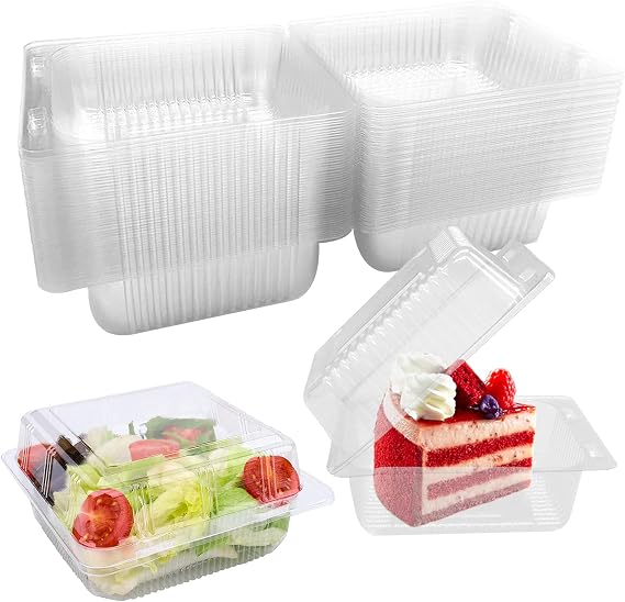 50 Pieces Single Individual Cake Slice Boxes, 4.2 Inch Dessert Containers Cheesecake Boxes with Lids for Pastry, Salad, Cakes