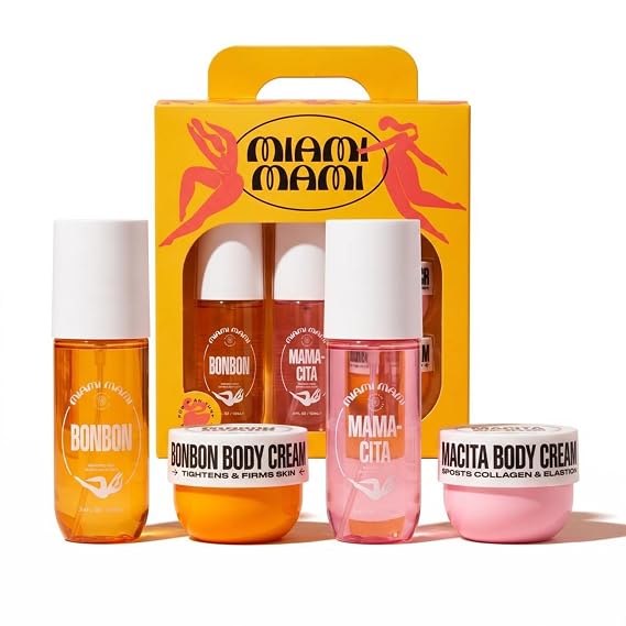 Miami Mami Beach Please Gift Set, Mamacita Body Mist and Cream, Bonbon Body Cream, 3-Piece Beauty Set