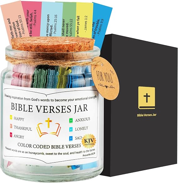 Bible Verse Jar (KJV) with 90 Bible Verses, the Bible in a Jar KJV