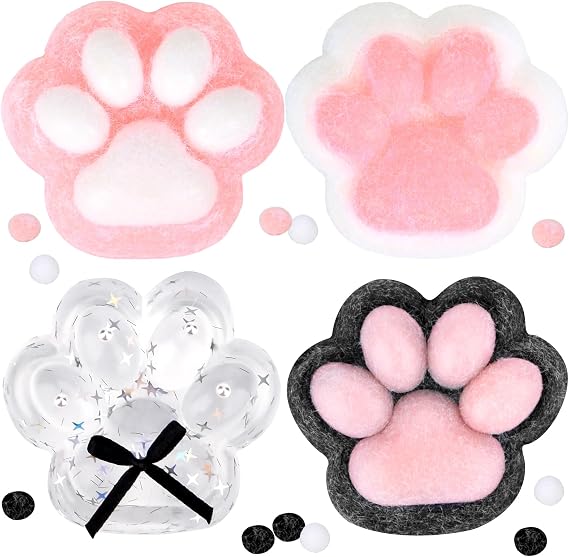4Pcs Taba Squishy Toy Cat Paw, Taba Squishy Paw Stress Balls for Adults, Cute Cat Paw Sensory Squishys Fidget Toys for Anxiety Relief Kids & Adults