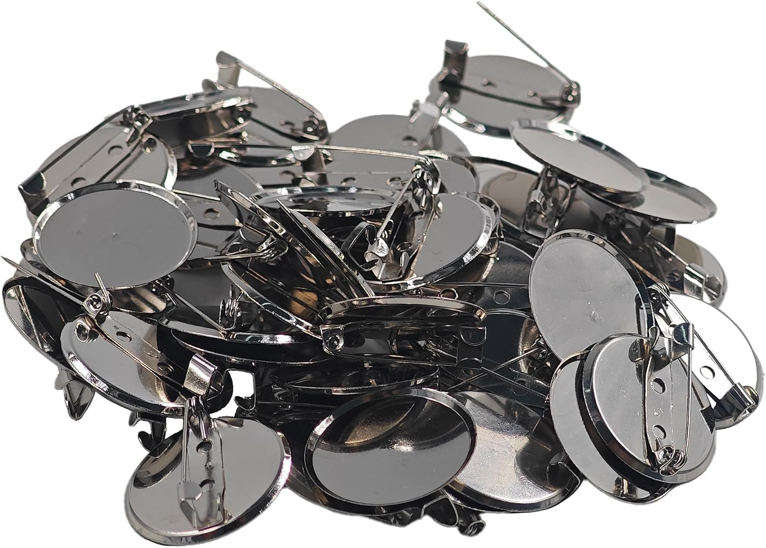 pson 50PCS 25mm Premium Brooch Pin Bases, Silver Plated Round Disc Trays, Thicken Cabochon Trays for DIY Jewelry Making, Badge Crafts & Custom Accessories