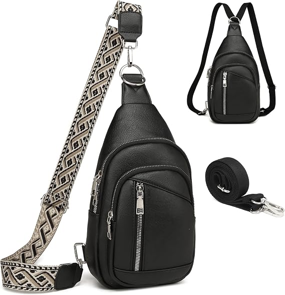 Travistar Chest Bag Sling Bag Women Men 2 in 1 Backpack Women Small with 2 Removable Shoulder Straps PU Leather Shoulder Bag Handbag Shoulder Bag Anti-Theft Crossbody Bag Women