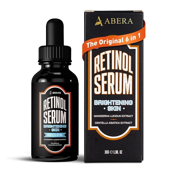 ABERA Men Retinol Serum, Anti-Aging Serum For Face, Reduces Dark Spots, Melasma, Wrinkles & Eye Bags, Hydrating and Moisturizing Formula for Men with Niacinamide & Hyaluronic Acid (1.06 Fl. Oz)