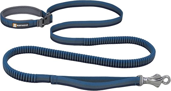 RUFFWEAR Roamer Bungee Dog Lead, Running Dog Leash, Extendable Dog Lead, Hand Held or Waist Worn Lightweight Adjustable Dog Rope, Premium Pet Accessories for Walks, 1.7-2.1m Long, Orion Blue