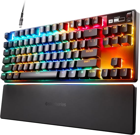 SteelSeries 64856 Gaming Keyboard, Tenkeyless, Wired, English Layout, OmniPoint Switches, Equipped with Organic EL Display, Rapid Trigger, Apex Pro TKL 2023 US, Black