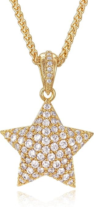 Fettero Gold Necklace for Women, Dainty 14K Gold Plated Pendant Necklaces for Women Trendy Simple Chain Necklace Cute Star Necklace Christmas Fashion Jewelry