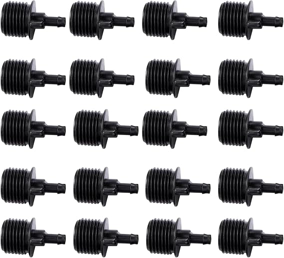 20pcs Black Water Pipe Fitting 1/2" Thread to 1/4 inch,Strong and Long-Lasting Connector Irrigation Drip Pipe 4/7 mm Garden Drip Hose Water Quick Coupling Parts,Hose Connectors and Accessories
