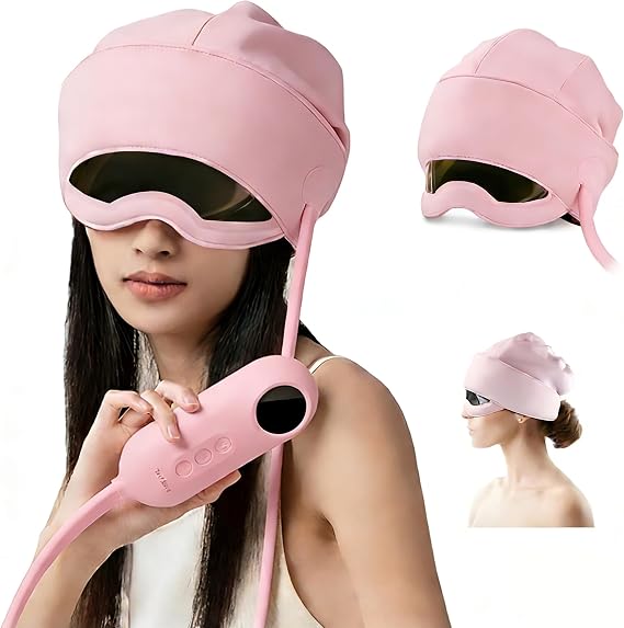 Electric Head Massager, Eye Massager with 6-Level Heat, Ideal for Rest & Relaxation, Pink