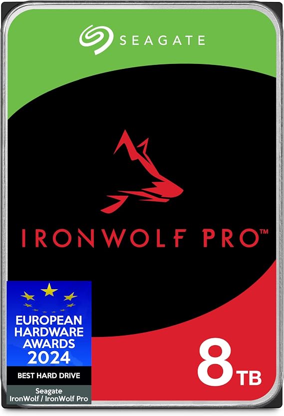 Seagate IronWolf Pro 8TB, Enterprise Internal HDD, CMR 3.5”, SATA 6GB/s, 7200 Rpm/Minute, 256MB Cache, for RAID Networked Storage, Data Rescue Services, Convenient Packaging (ST8000NTZ01)