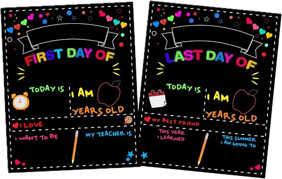 First Day of School Board, 14 X 11, Last Day of School Sign, Chalkboard for Kids, Preschool Kindergarten 1st Grade Back