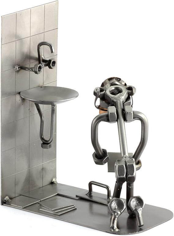 Steelman24 Tiler Sculpture Nuts and Bolts Handmade Ornaments Made in Germany Metal Figurine