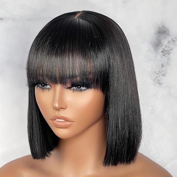 LUVME HAIR 10 Inch Short Black Straight Bang