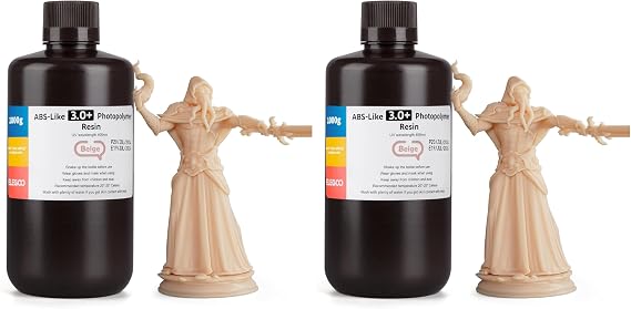 ELEGOO ABS LIKE 3.0 Plus Resin for 3D Printer Beige High Heat Resistance Fast Cure High Precision Non-Brittle Upgraded LCD/DLP 3D Printing 405nm UV Curing Photo Polymer Resin ABS 3.0+1000g x2