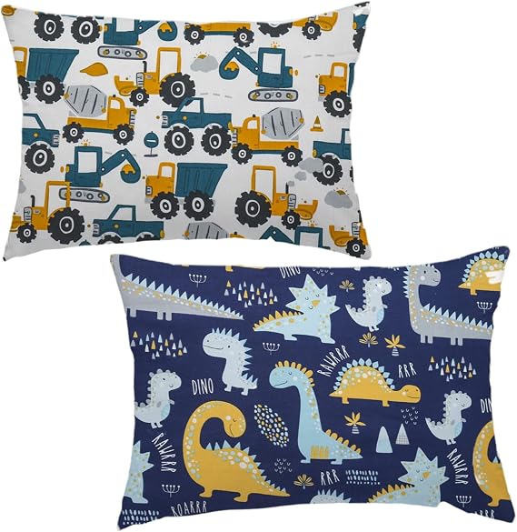 Children's Cushion Cover 40 x 60 cm - Pack of 2 Organic Cotton Pillowcase - Baby Toddler Pillow Covers for Prams - Baby Pillow Cover with Envelope Closure