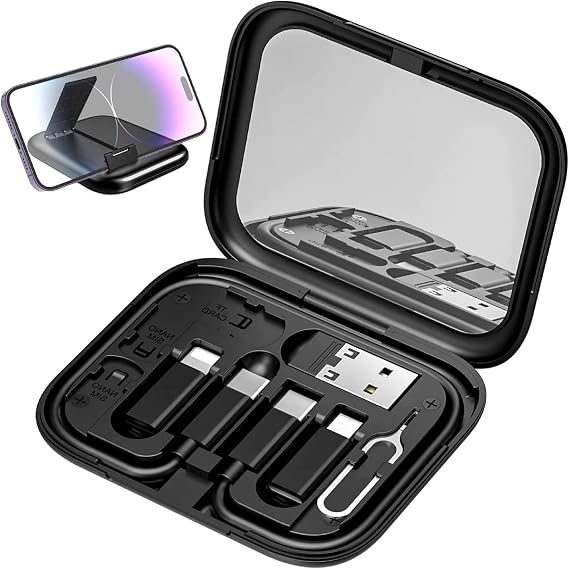 USB C Çok Fonksiyonlu Adaptör Seti, 6'sı 1 Arada Kablo ve Dönüştürücü, Type-C Şarj Kablosu, Lightning Adaptör, Micro USB Adaptör, USB-A Dönüştürücü, 60W Hızlı Şarj, Seyahat Aksesuarı