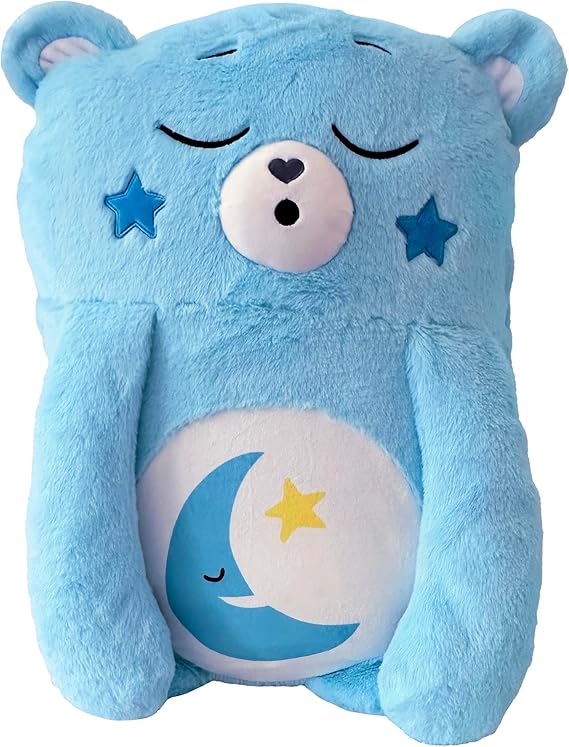 Happy Nappers: Care Bears Pillow Pocket Pal - Bedtime Bear - Plush Character Pillow Case, Animal Cover w/Weighted Paws, Soft Huggable Companion, Kids