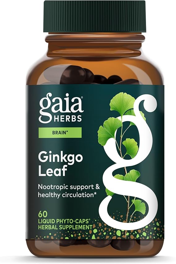 Gaia Herbs Ginkgo Leaf, 60 Vegan Capsules, 30 Servings | Traditionally Used to Support Healthy Circulation & Brain Function, Herbal Supplement*