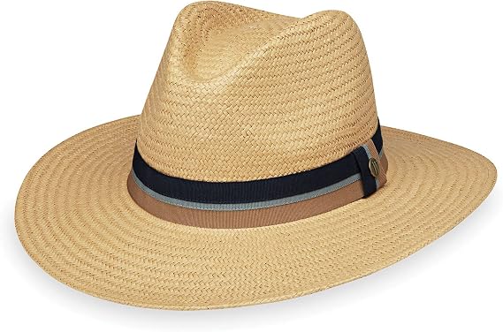 Wallaroo Hat Company Mens Turner Fedora Wide Brim Straw Hat with UPF 50+ Sun Protection for Summer and Outdoors