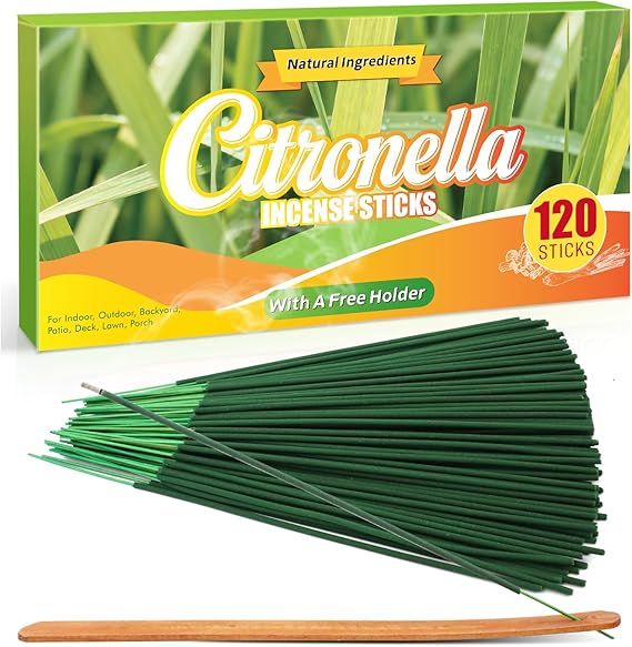 SCENTORINI Citronella Incense Sticks, 120 PCS Lemongrass Incense Sticks