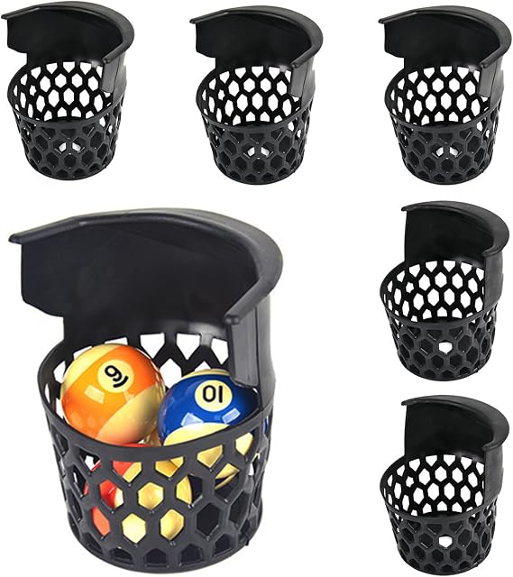 Pool Table Pockets, Pool Table Pocket Replacement, Heavy-Duty Plastic Billiard Pocket Set of 6, Fit Most Billiard Tables