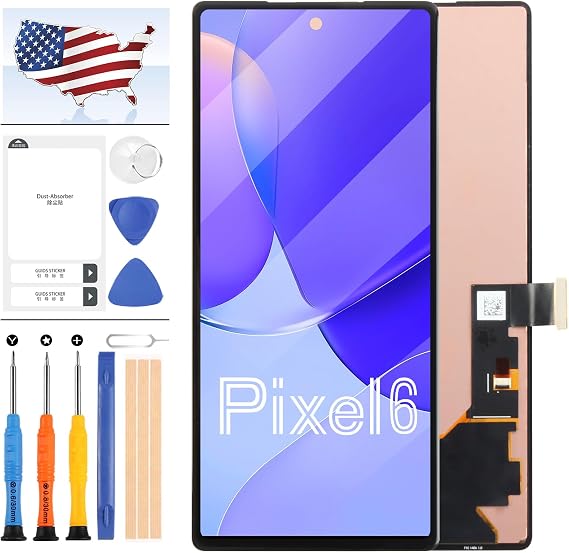 for Google Pixel 6 LCD AMOED for Google Pixel 6 Screen Replacement Kit GB7N6 G9S9B16 LCD Display Touch Screen Digitizer Assembly 6.4inch Repair Parts with Tools (Black)