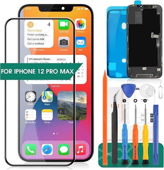SRJTEK For iPhone 12 Pro Max LCD for iPhone 12 Pro Max Screen Replacement Screen for 12 Pro Max A2411 Touch Screen Digitizer Assembly Repair Parts Kits (Black)