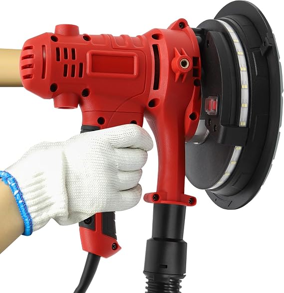 Handheld Dustless Drywall and Plaster Sander, 220V, Dry Wall Sander 1200W, Copper Armature, 1200-2500RPM, Variable Speed Control, Switch Lock Feature