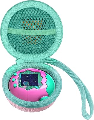 co2CREA Hard Case Replacement for BANDAI Tamagotchi Paradise, Pink Case  Green Zipper