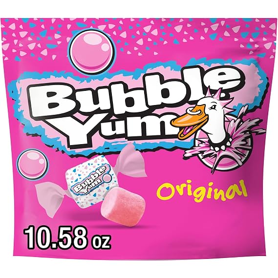 BUBBLE YUM Original Bubble Gum Bag, 10.58 oz | Original Flavor Bubble Gum Pieces, Individually Wrapped for Birthday Parties, Road Trips, Desk Drawers and Sweet Treats