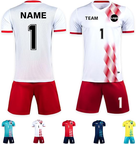 Custom Soccer Jerseys for Men Women Kids Adults Personalized Soccer Team Uniform Shirt and Shorts with Name Number Team Logo